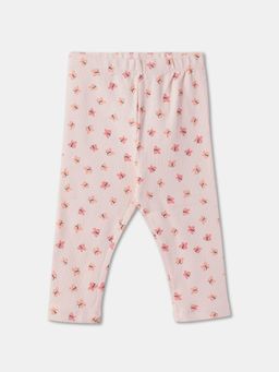 R&B - Cotton Animal Print Full Length Mid Rise Girls Pant-Pink