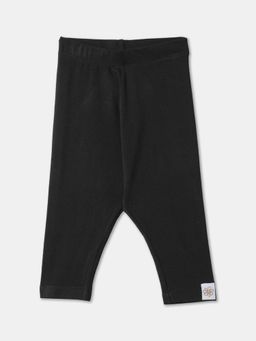 R&B - Cotton Blend Slim Fit Plain Pull On Girls Pant-Black