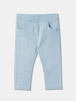 R&B - Cotton Blend Skinny Fit Mid-Rise Clean Finish Girls Jeggings-Blue