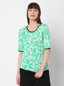 VERO MODA - Women Floral Green Casual Top