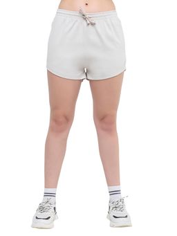 Hunnit - Women Mid Rise Relaxed Fit Casual Shorts With Pockets - Off White