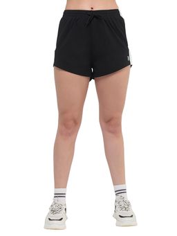 Hunnit - Women Mid Rise Relaxed Fit Cotton Casual Stripe Shorts With Pockets - Black