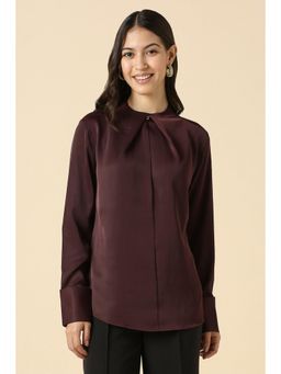 Allen Solly - Women Maroon Solid Formal Top