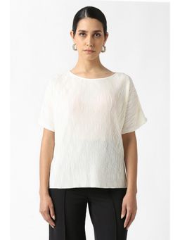 Van Heusen - Women White Textured Casual Round Neck Top