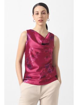 Van Heusen - Women Pink Print Party Cowl Neck Top