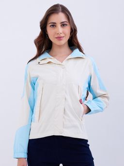 Spykar - Sky Blue Regular Fit Casual Jackets with Hoodie For Women