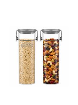 Kilner - 2 Pcs x 2L Airtight Glass Jar with Vacuum Seal for Cereals and Dry Storage (Pack of 2)