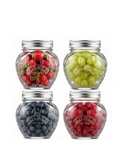 Kilner - 4 Pcs x 400ml Strawberry Preserve Glass Jar Set for Jams and Chutneys (Pack of 4)
