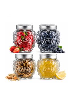 Kilner - 4 Pcs x 400ml Berry Preserve Glass Jar Set for Jams and Chutneys (Pack of 4)