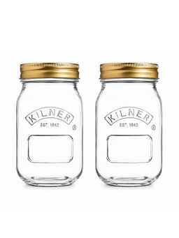 Kilner - 2 Pcs x 500ml Round Preserve Glass Jar for Jams, Chutneys and Pickles (Pack of 2)