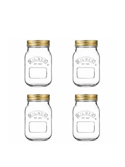 Kilner - 4 Pcs x 500ml Round Preserve Glass Jar for Jams, Chutneys and Pickles (Pack of 4)