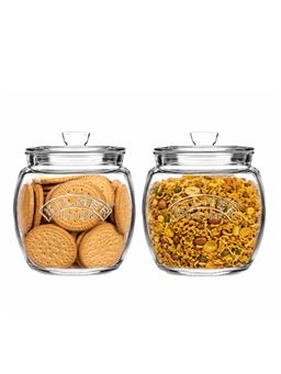 Kilner - 2 Pcs x 850ml Airtight Glass Jar with Push Top Lid for Dry Food Storage (Pack of 2)