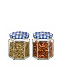 Kilner - Mini 2 Pcs x 48ml Hexagonal Airtight Glass Jar for Honey, Jam and Spices (Pack of 2)