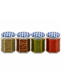 Kilner - Mini 4 Pcs x 48ml Hexagonal Airtight Glass Jar for Honey, Jam and Spices (Pack of 4)