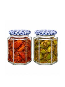 Kilner - 2 Pcs x 280ml Hexagonal Airtight Glass Jar for Spices, Jams and Chutneys (Pack of 2)