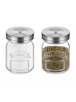 Kilner - 2 Pcs x 250ml Glass Spice Shaker Jar with Stainless Steel Lid (Pack of 2)
