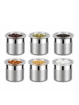 Culinex by thinKitchen - 6 Pcs x 120ml Airtight SS Storage Jar Set with Acrylic Lid (Pack of 6)