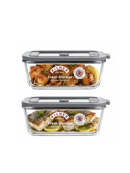 Kilner - 2 Pcs x 630ml Airtight Glass Food Storage Container, Oven and Freezer Safe (Pack of 2)