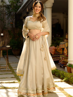 Lavanya The Label - Grey Silk Solid Lehenga (Set of 3)