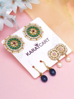 Karatcart - Set of 3 Handcrafted Kundan Earrings Combo for Women