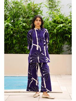 Gahan - Cotton Digital Printed Co-Ord Set - Navy Blue
