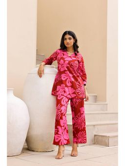 Gahan - Cotton Digital Printed Co-Ord Set - Red