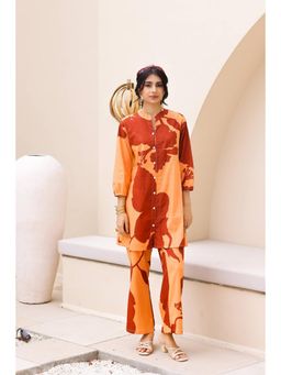 Gahan - Cotton Digital Printed Co-Ord Set - Orange