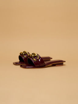 ERIDANI - Cherry Slides Flats Maroon
