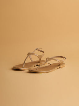 ERIDANI - Fiona T-Strap Sandals Beige