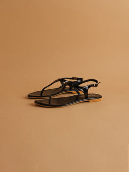 ERIDANI - Fiona T-Strap Sandals Black