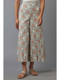 W - Green Floral Flared Palazzo