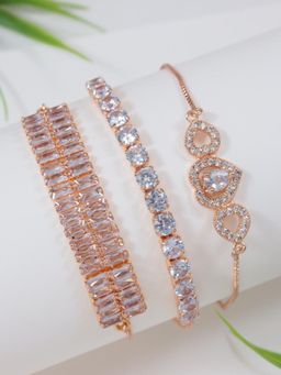 I Jewels - Valentine Special Rose Gold Plated Adjustable Combo Bracelets