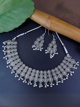 I Jewels - Silver Oxidized Traditional Afghani Choker Set