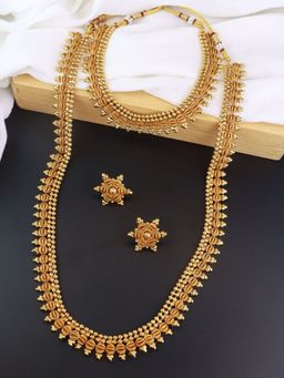 I Jewels - Gold Plated Traditional Choker Necklace Set