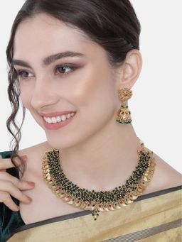 I Jewels - 18K Gold Plated Brass Pearl Choker Necklace Set