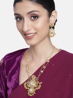 I Jewels - Navratri Oxidised Jewellery Antique Long Necklace Set