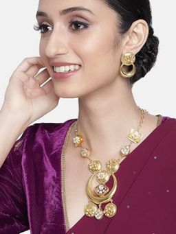 I Jewels - Navratri German Antique Long Necklace Jewellery Set