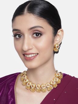 I Jewels - Navratri German Oxidised Jewellery Antique Choker Necklace Set with Earrings