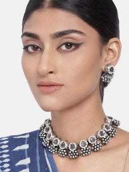 I Jewels - Antique Long Necklace Jewellery Set with Earrings