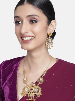I Jewels - Navratri Oxidised Jewellery Antique Long Necklace Set with Earrings