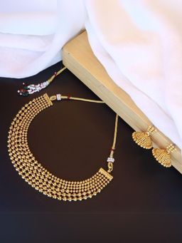 I Jewels - Oxidized Traditional Style Choker Necklace Jewellery Set