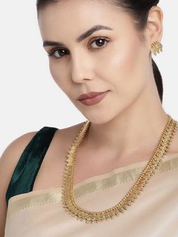 I Jewels - Gold Plated Traditional Stylish Coin Maharani Haar Necklace with Earrings