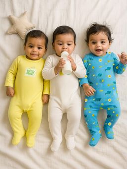 Somersault - Squeeze Burp Repeat Printed Cotton Sleepsuit (Pack of 3)