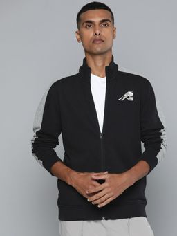 Alcis - Men Black Solid Bomber Jacket With Applique Detail