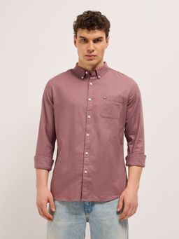 The Bear House - Men's Pink Slim Fit Solid Shirt