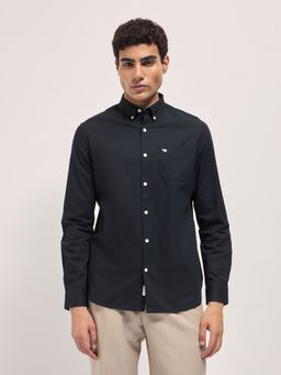 The Bear House - Men's Navy Blue Slim Fit Solid Shirt