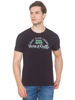 Spykar - Men Blue Slim Fit T-shirt
