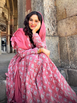 Libas - Mauve Printed Cotton Anarkali Sets for Women