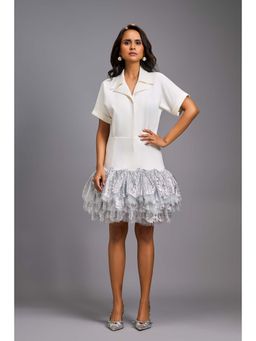 Deepika Arora - Women's White Sequined Half Sleeves Dress