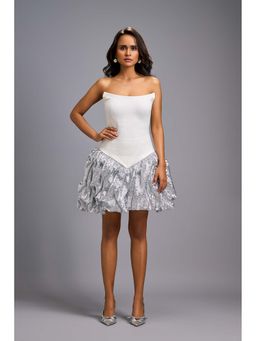 Deepika Arora - Women's White Sequined Sleeveless Dress